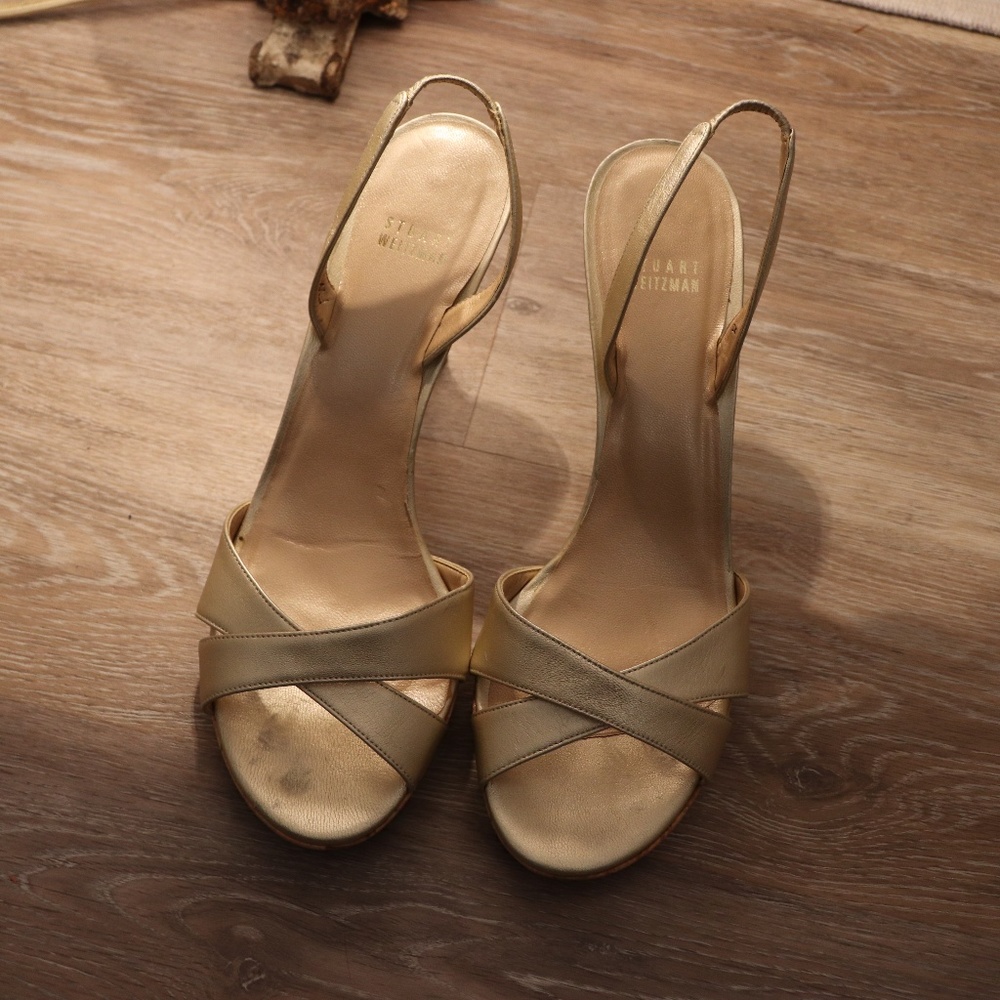 Gold Stuart Weitzman Shoes